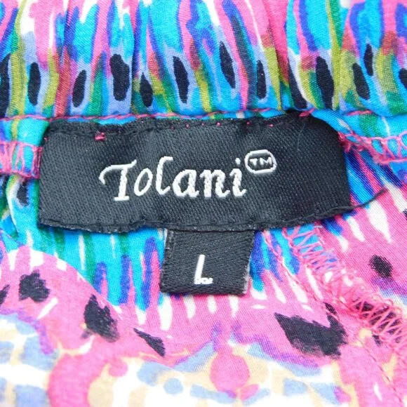 Tolani Boho Print Silk Shorts | Colorful | Medallion | Elastic Waist | EUC | Lrg - Picture 7 of 9